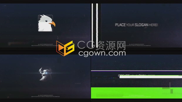 AE模板Glitch LOGO故障损坏数字失真RGB分离动画视频片头