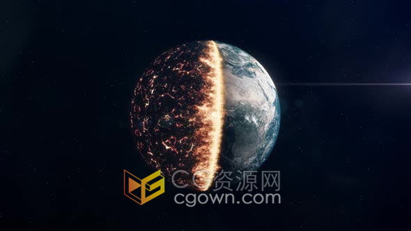 燃燒著火地球世界末日大氣層破壞動(dòng)畫(huà)背景素材-視頻素材