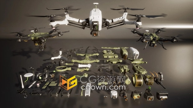 3D模型-无人驾驶航拍无人机Veh Drones (C4D/OBJ/FBX格式)
