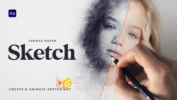 快速制作數(shù)字繪圖肖像素描效果可以控制涂鴉陰影線紋理陰影高光-AE模板