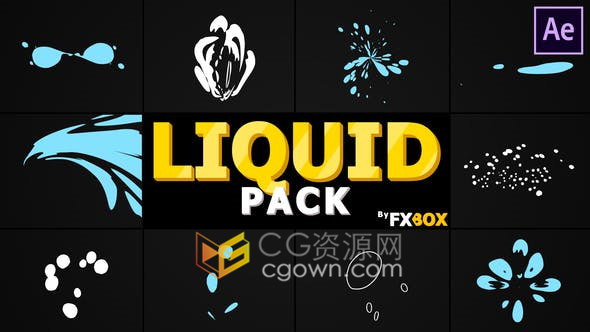 10組手繪流體飛濺波浪氣泡液體圖形動畫元素Liquid Elements-AE模板