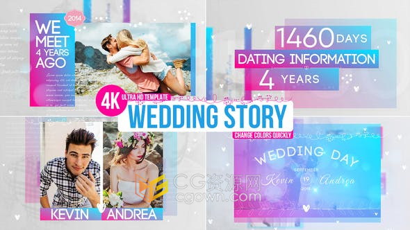 4K分辨率現(xiàn)代時尚浪漫婚禮相冊視頻片頭訂婚酒席邀請介紹動畫-AE模板