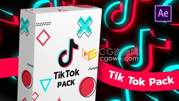 TikTok Pack抖音短視頻社交平臺(tái)點(diǎn)贊關(guān)注轉(zhuǎn)發(fā)小視頻制作-AE模板