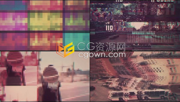 复古变形转场故障效果元素演示电影开场城市视频宣传片头-AE模板