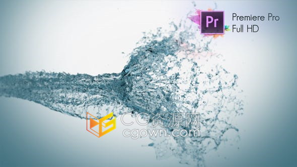 PR模板-3D快速水花飞溅液体冲击揭示品牌标志logo片头