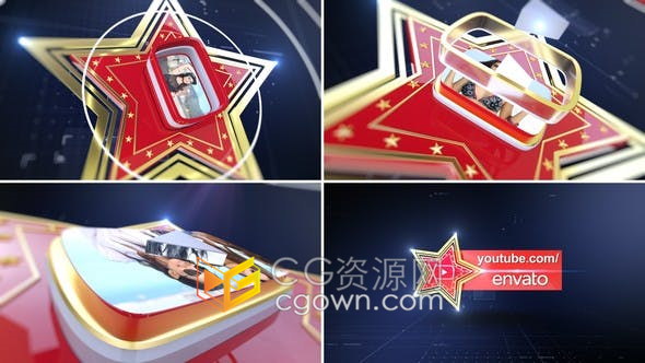 明日之星 super star节目开场3D网络电视栏目包装开场星星标志片头-AE模板