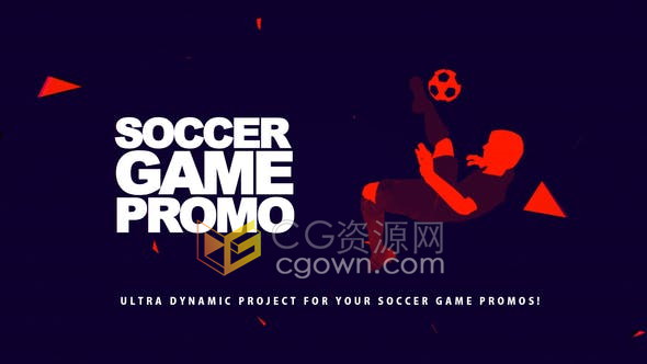 足球运动员剪影动画演绎活力超酷的足球联赛体育新闻介绍广告-AE模板