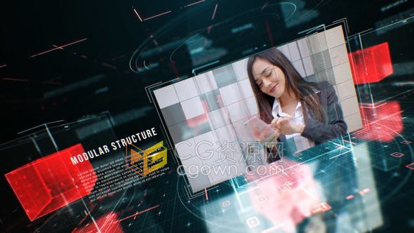 3D高科技透明立方体展示网络数字公司企业宣传片-AE模板