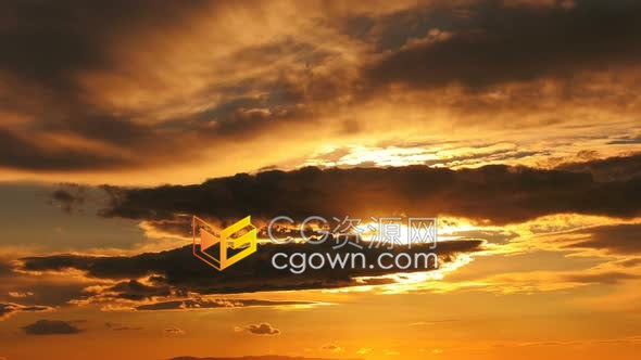 实拍橘黄色的夕阳火烧云自然景观4K视频素材免费下载