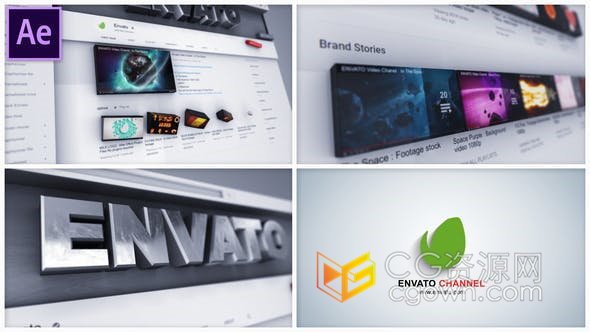 三维效果社交媒体频道介绍网站产品服务宣传片头-AE模板