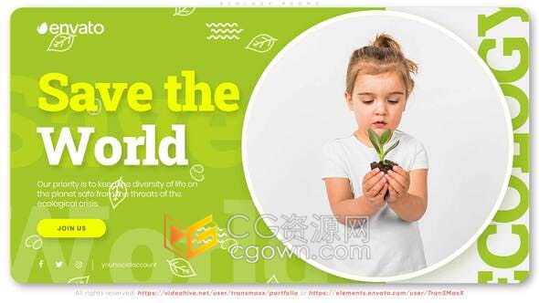 气候变化环保主题生态论坛地球保护活动绿色和平项目演示幻灯片-AE模板