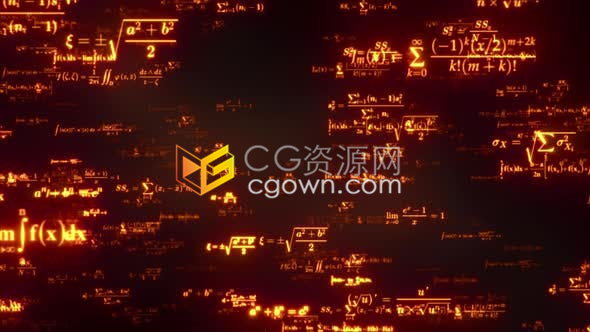 紅色發(fā)光科學(xué)公式數(shù)學(xué)函數(shù)方程式浮動飛向鏡頭背景視頻素材免費下載