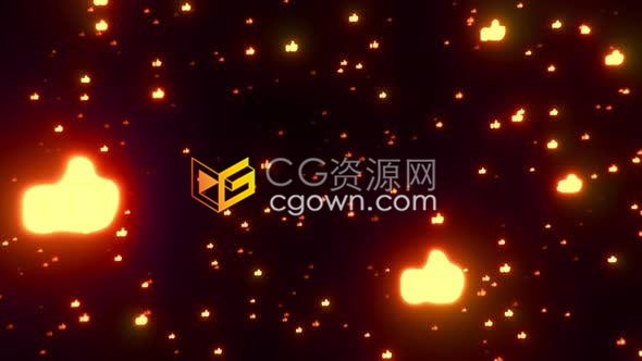 火熱發(fā)光點贊圖標(biāo)動畫飛行場景社交媒體慶典活動背景視頻素材