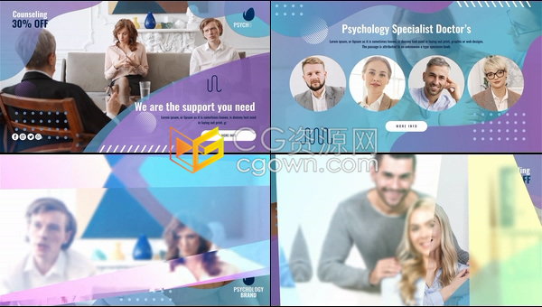 医疗中心事件宣传病毒实验室研究幻灯片心理健康视频治疗时间表-AE模板