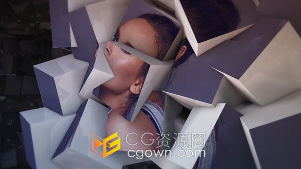 3D抽象立方體翻轉(zhuǎn)拼接屏幕背景動(dòng)畫照片顯示作品寫真視頻相冊(cè)-AE模板