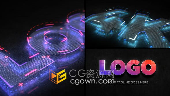 3D数字全息图高科技公司LOGO视频片头动画效果制作-AE模板