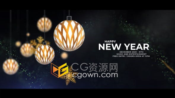粒子動(dòng)畫(huà)慶祝裝飾節(jié)日派對(duì)圣誕新年活動(dòng)視頻邀請(qǐng)函-AE模板