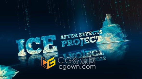 3D美麗粒子簾線墮落背景冬季圣誕元素冰雪模型冰塊標(biāo)題片頭動(dòng)畫(huà)-AE模板