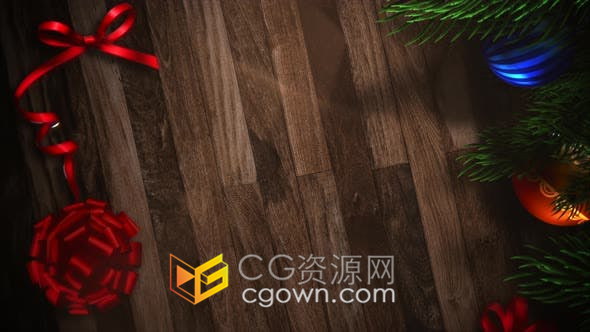 視頻素材-禮品盒綠色樹枝彩球裝飾圣誕節(jié)日慶典動態(tài)海報