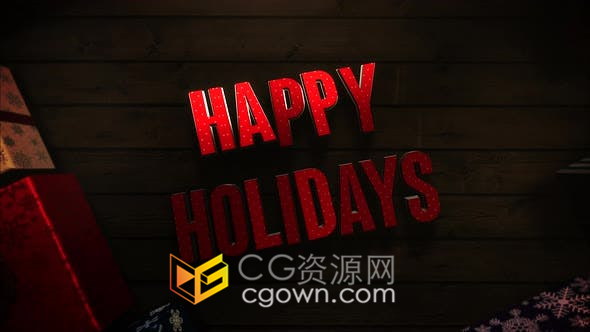 視頻素材-木背景五彩禮品盒圍繞節(jié)日快樂(lè)祝福賀卡