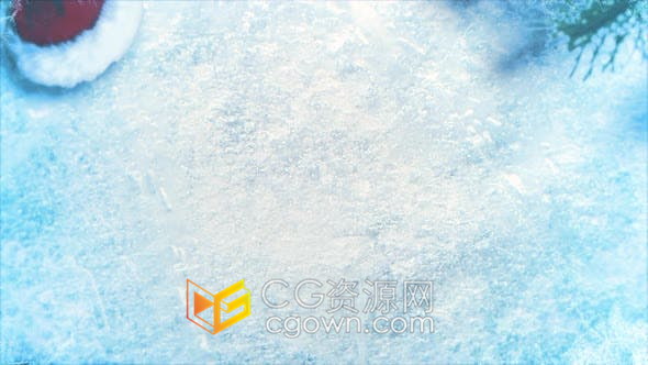 視頻素材-圣誕帽圣誕樹(shù)閃亮的冰天雪地背景動(dòng)畫(huà)特寫(xiě)