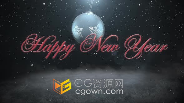 視頻素材-抽象空間感灰蒙蒙深色背景雪花飄落新年快樂(lè)祝福海報(bào)