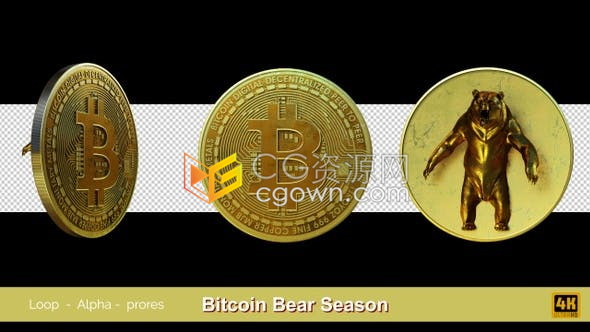 視頻素材-比特幣熊季區(qū)塊鏈虛擬加密貨幣帶通道3D背景素材