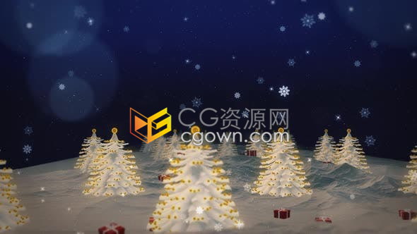 視頻素材-發(fā)光圣誕樹星星雪花粒子裝飾光斑散景動畫背景