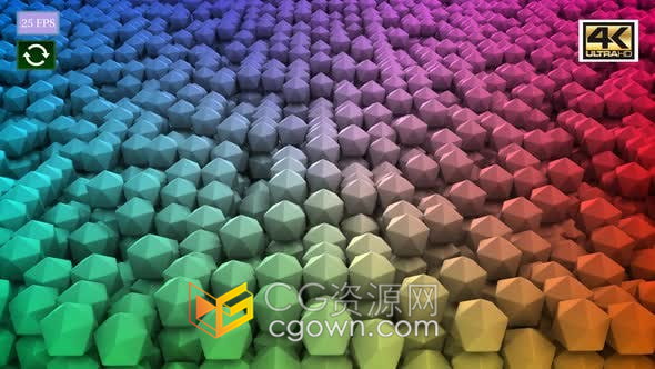 抽象多彩幾何立方體此起彼伏4K循環(huán)背景視頻素材