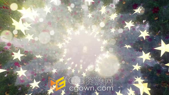 視頻素材- 星星點(diǎn)綴魔法圣誕樹(shù)圣誕節(jié)場(chǎng)景背景虛化運(yùn)動(dòng)鏡頭