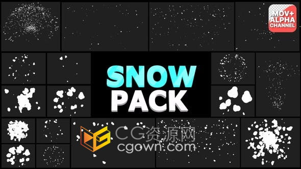视频素材-卡通手绘元素雪暴雪球雪花过渡动画制作圣诞新年视频广告特效