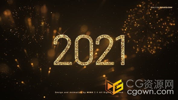 2021年黄金烟花背景新年晚会公司年会活动派对舞台倒数定格画面-视频素材