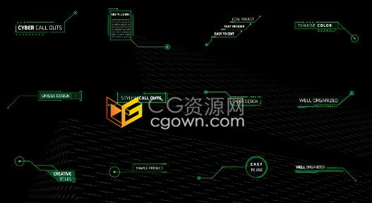 12個(gè)科技故障效果網(wǎng)絡(luò)標(biāo)注標(biāo)題技術(shù)解說視頻呼出線注釋動畫-AE模板