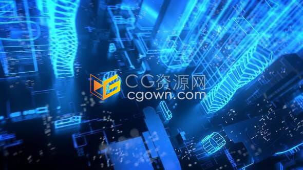 未來信息科技網(wǎng)絡(luò)技術(shù)3D數(shù)碼城市場景演示標(biāo)志開場-AE模板