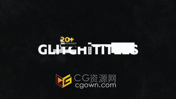 20+ Glitch Titles制作故障失真文字標(biāo)題動(dòng)畫視頻字幕-AE模板
