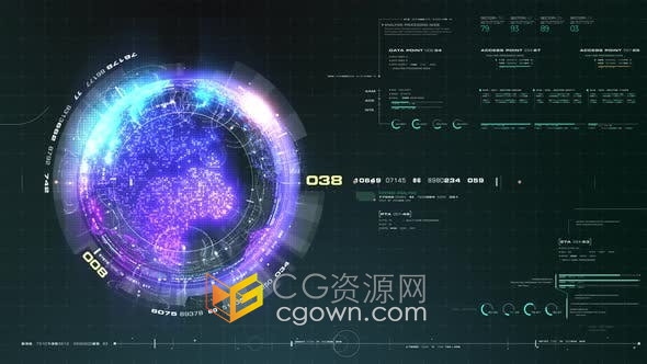 未來派全息地球平視顯示智能技術(shù)概念界面4K視頻素材