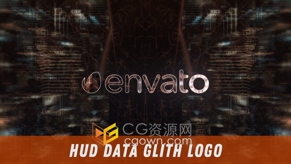 HUD Data Glith Logo抽象大数据互联网技术介绍视频片头-AE模板