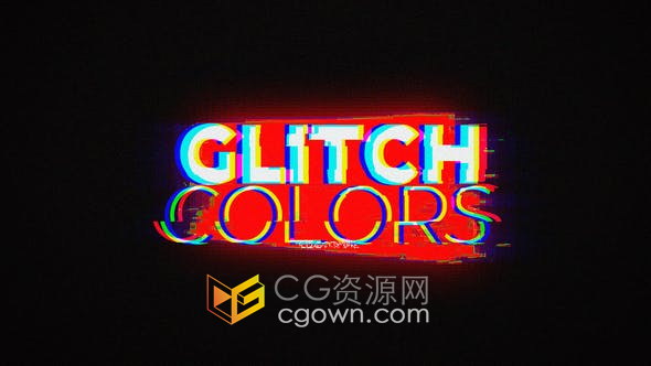 AE模板-Glitch Colors Logo颜色故障抽象动画视频片头制作