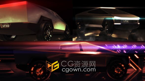 AE模板-4k分辨率3D特斯拉CyberCar倍耐力卡車介紹視頻片頭