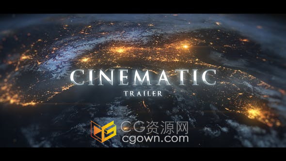 AE模板-地球夜景燈光圖電影預(yù)告片光效金屬文字動(dòng)畫(huà)效果
