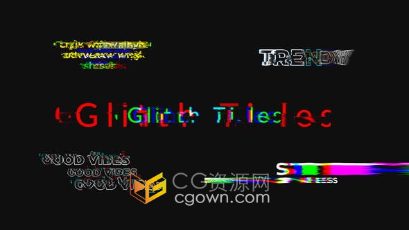 PR模板-Glitch Titles 4K 20种故障视频字幕动画制作