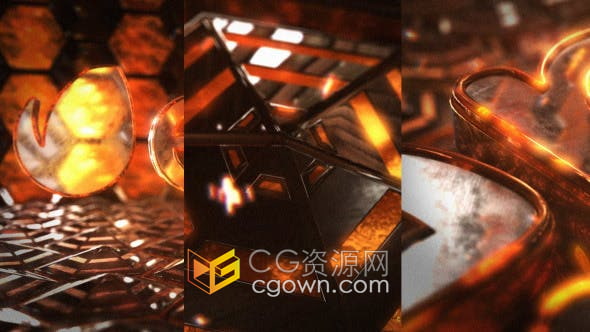 AE模板-3D六角熱量場景LOGO標志三維動畫視頻片頭制作
