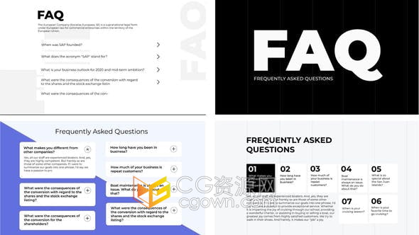 After Effects模板-网站产品客户服务FAQ常见问题解答简约动画视频 | CG资源网