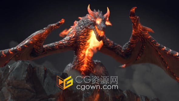 AE模板-熔岩龙喷火岩浆3D场景动画宣传视频片头-CG资源网 AE模板-熔岩龙喷火岩浆3D场景动画宣传视频片头