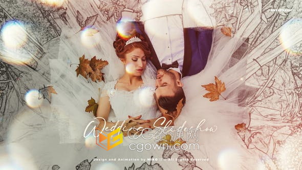 AE模板-Wedding Slideshow婚禮幻燈片漂亮唯美婚紗照片視頻相冊