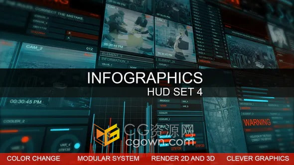 AE模板-Infographics HUD高科技智能图形信息图表动画视频