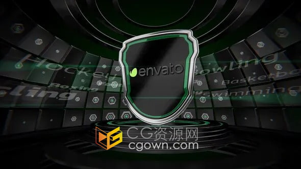 Resolve模板-運(yùn)動(dòng)盾牌旋轉(zhuǎn)3D場(chǎng)景LOGO動(dòng)畫(huà)視頻片頭