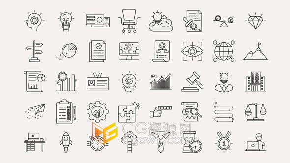 AE模板- Business & Startup Line Icons 40組圖標(biāo)動(dòng)畫(huà)
