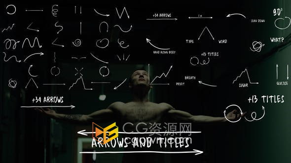 FCPX插件-34个手绘线条箭头Arrows与13组标注文字标题动画  AndTitles