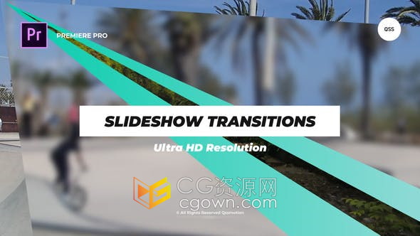 PR模板-16种图形动画幻灯片视频转场制作Slideshow Transitions